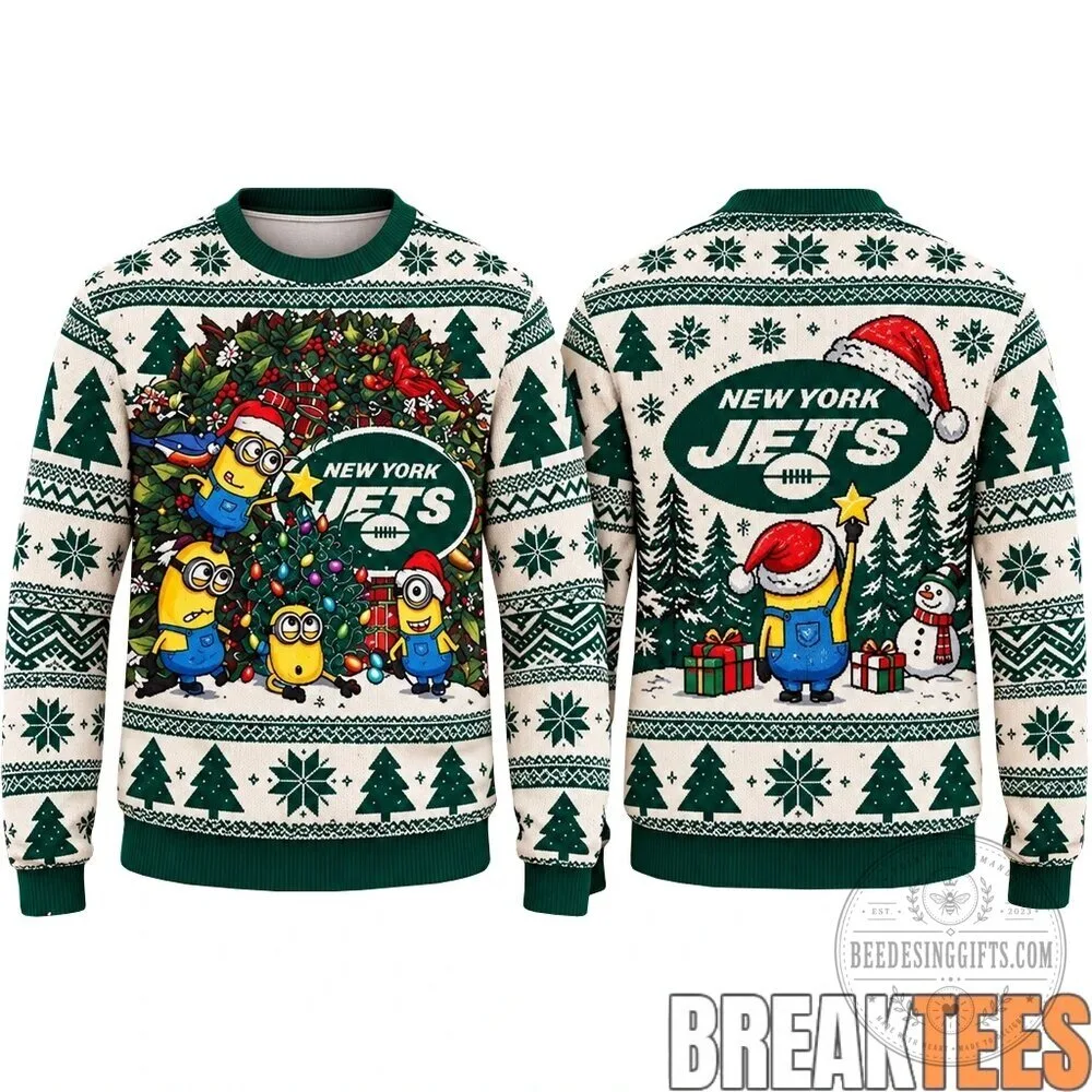 New York Jets Minion Christmas Holiday Ugly Sweater 8 New York Jets Minion Christmas Holiday Ugly Sweater